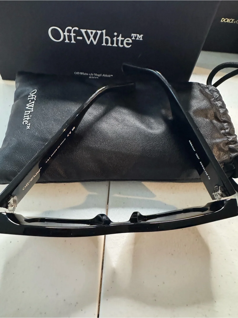 Off-White Belleville Rectangle/Geometric Sunglasses